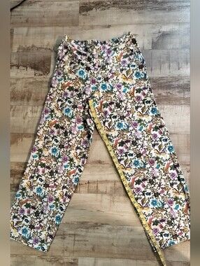 Wide Leg Floral Print Pants - White Multi